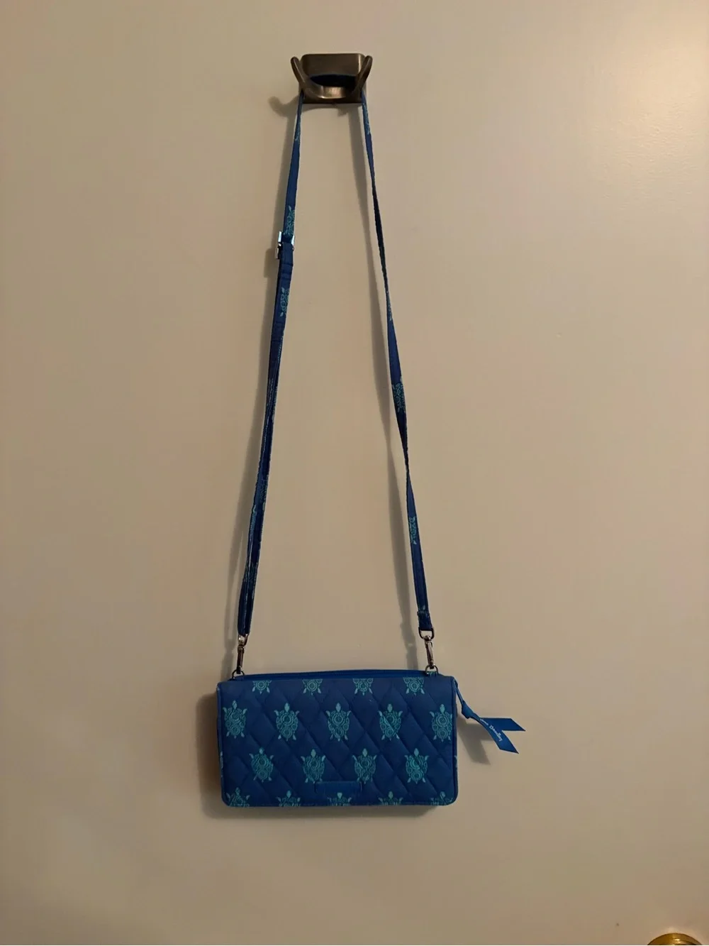 Vera Bradley Blue Quilted Crossbody Wallet with Teal Accents